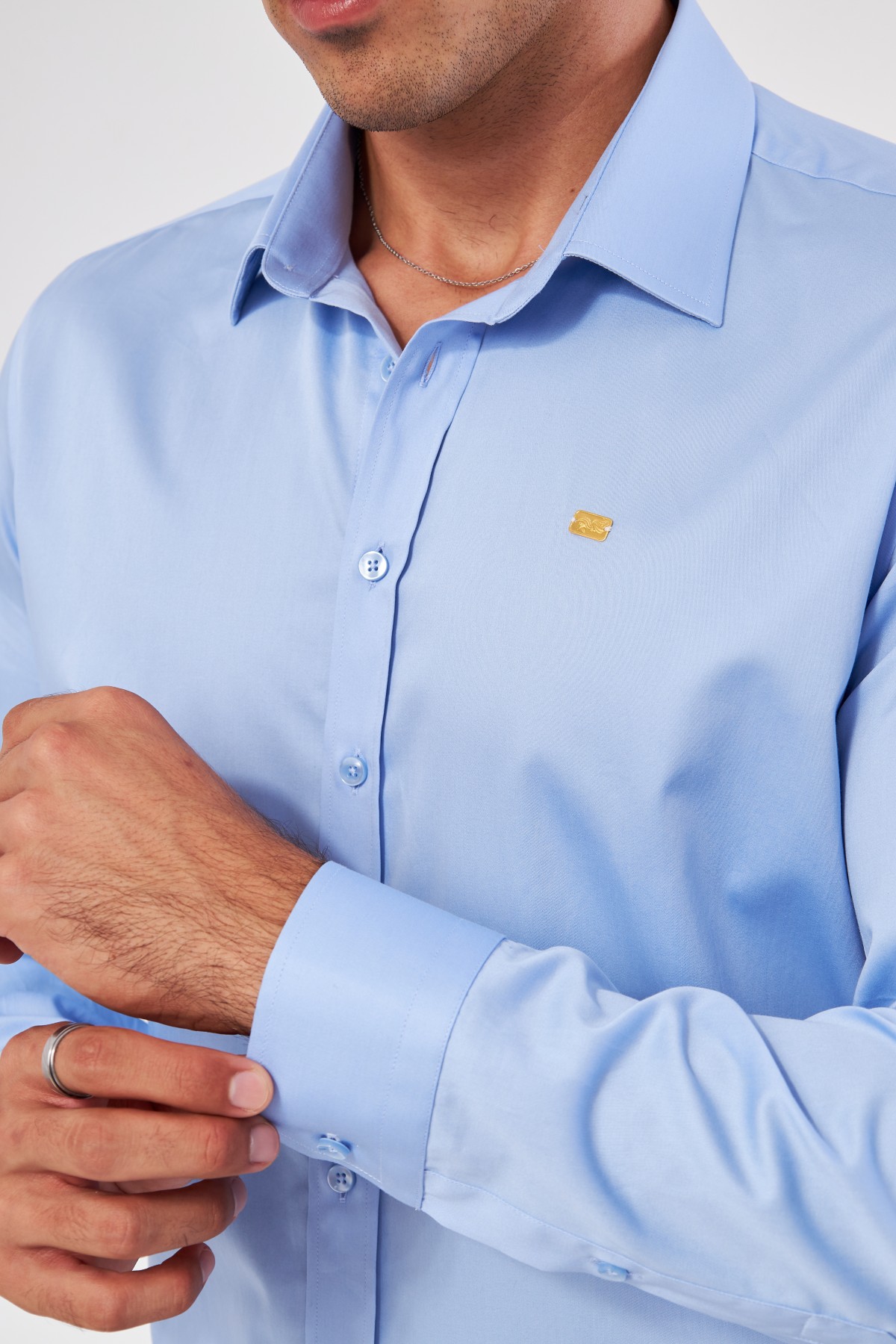 GOLD SHIRT | LUXURY GOLD SHIRT FOR MEN W/ 1 GRAM 24K GOLD BAR - AQUA BLUE Men's Luxury Shirt w/ 24 Carat 1 gram Gold Bar