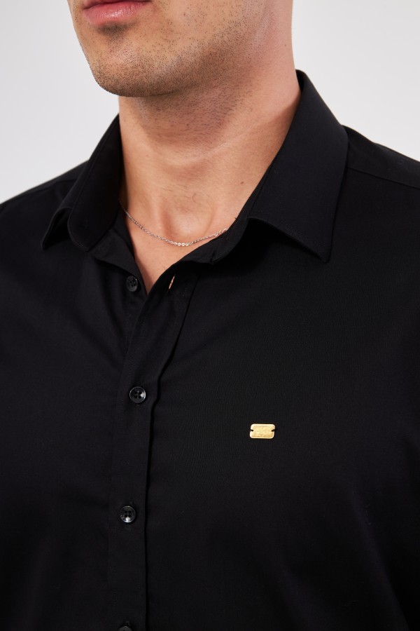 GOLD SHIRT | LUXURY GOLD SHIRT FOR MEN W/ 1 GRAM 24K GOLD BAR - BLACK