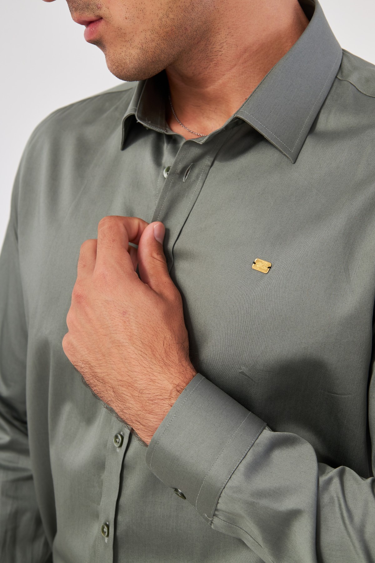 GOLD SHIRT | LUXURY GOLD SHIRT FOR MEN W/ 1 GRAM 24K GOLD BAR - KHAKI GOLD SHIRT | LUXURY GOLD SHIRT FOR MEN W/ 1 GRAM 24K GOLD BAR - KHAKI