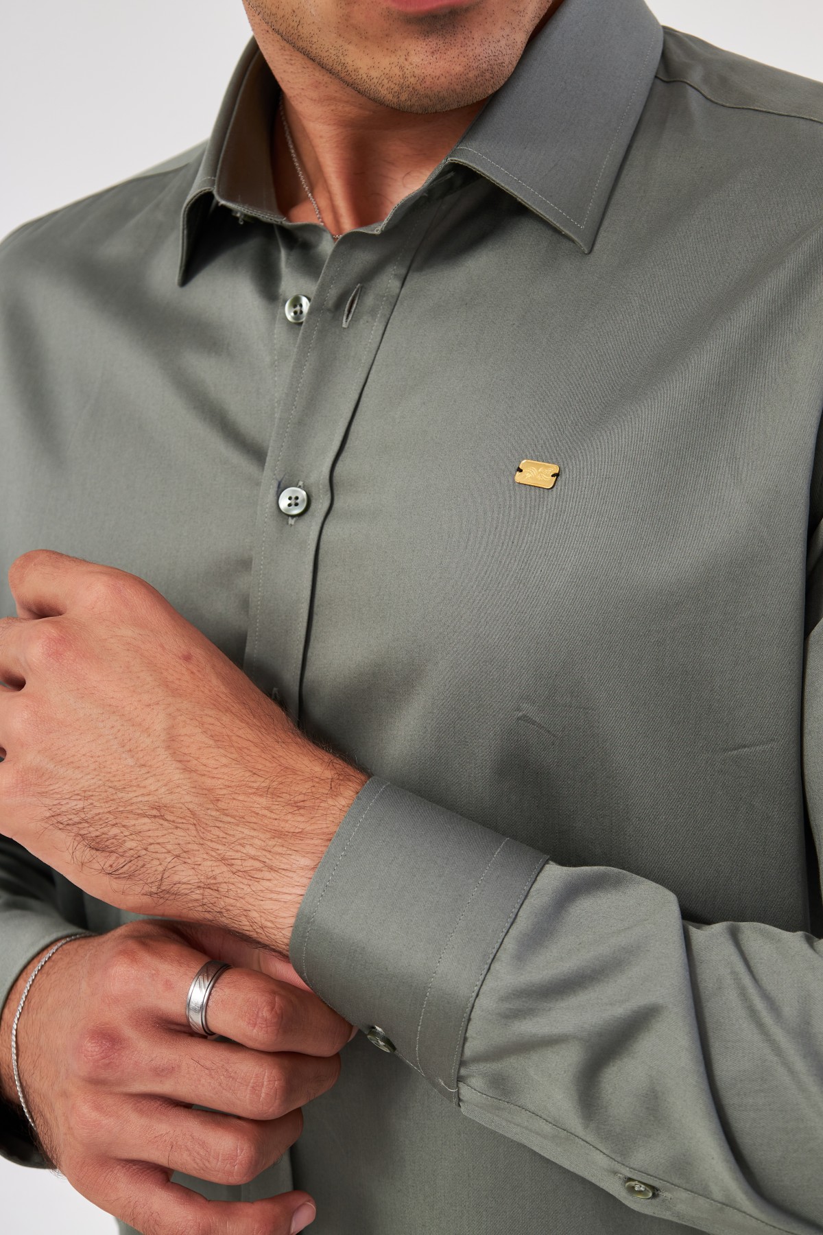 GOLD SHIRT | LUXURY GOLD SHIRT FOR MEN W/ 1 GRAM 24K GOLD BAR - KHAKI GOLD SHIRT | LUXURY GOLD SHIRT FOR MEN W/ 1 GRAM 24K GOLD BAR - KHAKI