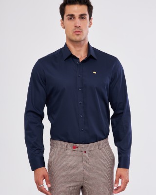 GOLD SHIRT | LUXURY GOLD SHIRT FOR MEN W/ 1 GRAM 24K GOLD BAR - NAVY BLUE