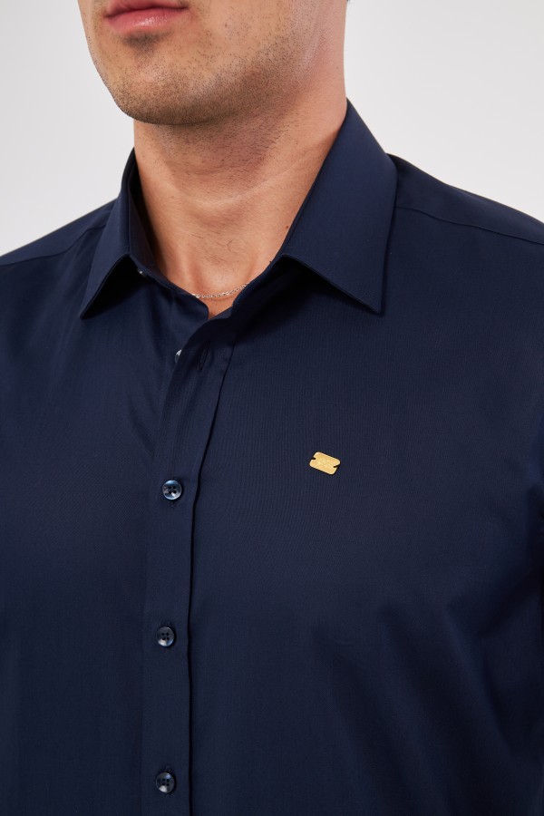 GOLD SHIRT | LUXURY GOLD SHIRT FOR MEN W/ 1 GRAM 24K GOLD BAR - NAVY BLUE