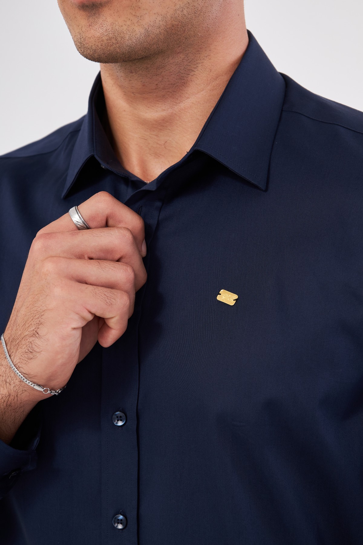GOLD SHIRT | LUXURY GOLD SHIRT FOR MEN W/ 1 GRAM 24K GOLD BAR - NAVY BLUE GOLD SHIRT | LUXURY GOLD SHIRT FOR MEN W/ 1 GRAM 24K GOLD BAR - NAVY BLUE